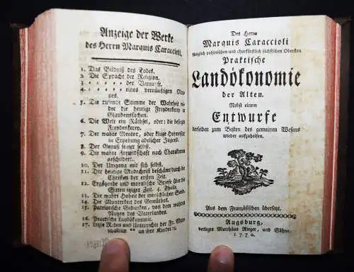 Caraccioli, Praktische Landökonomie der Alten - 1771 ANTIKE AUFKLÄRUNG