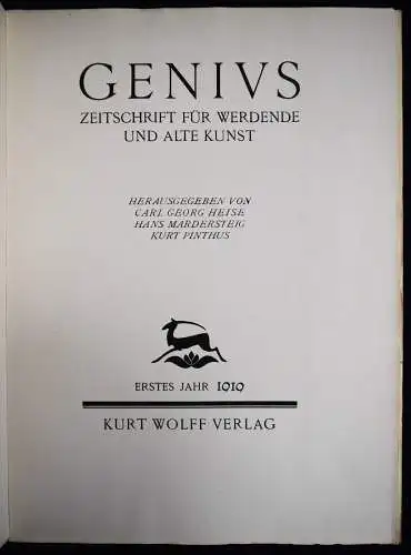 Genius, 1. Jahrgang. Zweites Buch. Mchn. 1919 ORIG.-HOLZSCHNITT FRANZ MARC