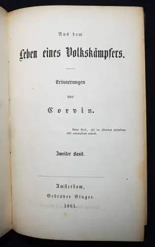 Corvin-Wiersbitzki, Aus dem Leben eines Volkskämpfers - 1861 REVOLUTION 1848