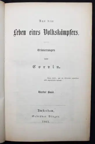 Corvin-Wiersbitzki, Aus dem Leben eines Volkskämpfers - 1861 REVOLUTION 1848