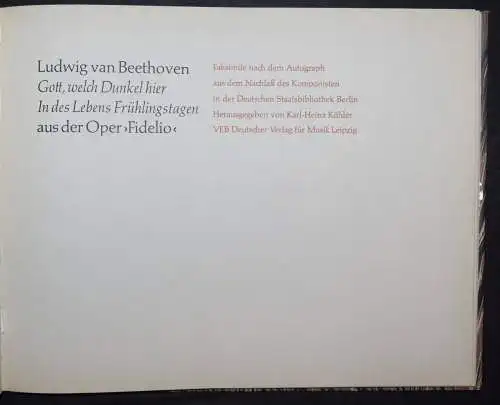 BEETHOVEN, GOTT, WELCH DUNKEL HIER / IN DES LEBENS FRÜHLINGSTAGEN  FAKSIMILE