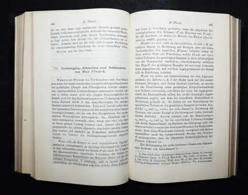 PHYSIK - Max Planck, Verdampfen, Schmelzen und Sublimiren 1882 ERSTE AUSGABE