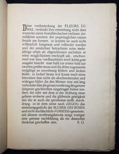 Baudelaire, Charles. Die Blumen des Bösen. Bondi 1901 STEFAN GEORGE