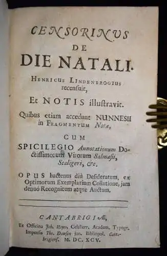 Censorinus. De die natali - 1695 ASTROLOGIE ANTIKE KALENDER