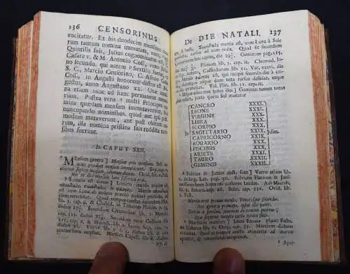 Censorinus. De die natali - 1695 ASTROLOGIE ANTIKE KALENDER