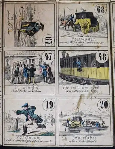 Neuestes Eisenbahn- Dampfschiff- Post- und Reise-Spiel ~ 1855 MARINE VERKEHR