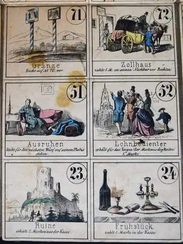 Neuestes Eisenbahn- Dampfschiff- Post- und Reise-Spiel ~ 1855 MARINE VERKEHR