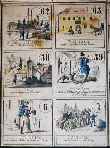 Neuestes Eisenbahn- Dampfschiff- Post- und Reise-Spiel ~ 1855 MARINE VERKEHR