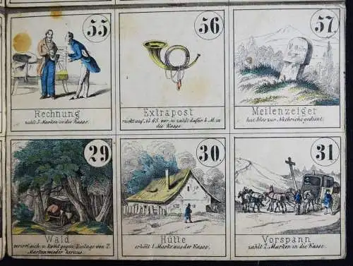 Neuestes Eisenbahn- Dampfschiff- Post- und Reise-Spiel ~ 1855 MARINE VERKEHR