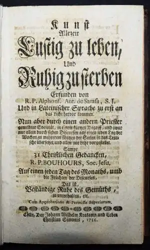 Sarasa, Kunst allezeit lustig zu leben, und ruhig zu sterben - 1755 MEDIZIN