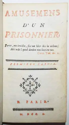 Amusemens d’un prisonnier - 1750 EROTICA EROTIK EROTISME LIEBESABENTEUER