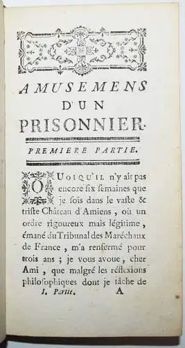 Amusemens d’un prisonnier - 1750 EROTICA EROTIK EROTISME LIEBESABENTEUER