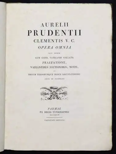 Bodoni – Prudentius, Opera omnia - 1788 TYPOGRAPHIE PRESSENDRUCK