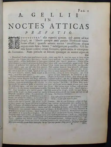 Gellius, Noctium Atticarum libri XX - Die attischen Nächte. Leiden 1706