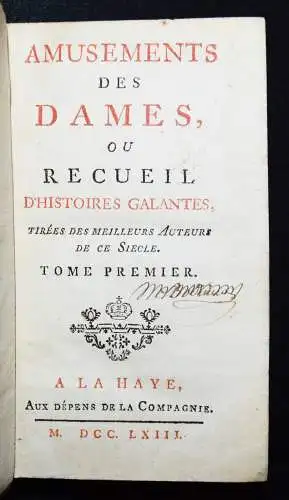 Chevrier, Amusements des dames... 1763 FRAUEN EROTIC EROTICA ANTHOLOGY