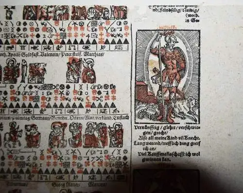 EINBLATTDRUCK KALENDER 1611 - Fuhrmann, Kalender für das Jahr KALENDARIUM