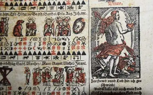 EINBLATTDRUCK KALENDER 1611 - Fuhrmann, Kalender für das Jahr KALENDARIUM