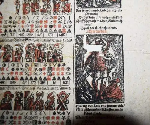 EINBLATTDRUCK KALENDER 1611 - Fuhrmann, Kalender für das Jahr KALENDARIUM