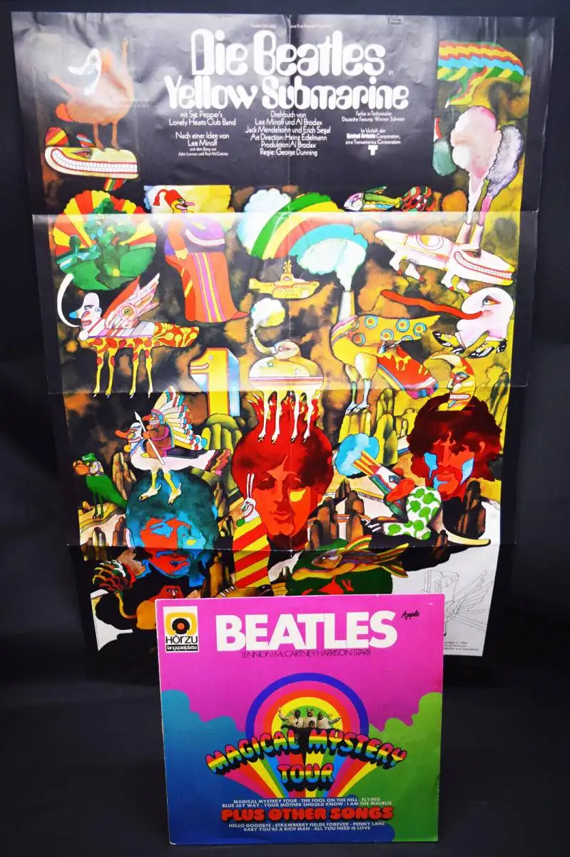 Edelmann, Heinz. Die Beatles in Yellow Submarine 84 X 59 cm PLAKAT + Vinyl LP 0
