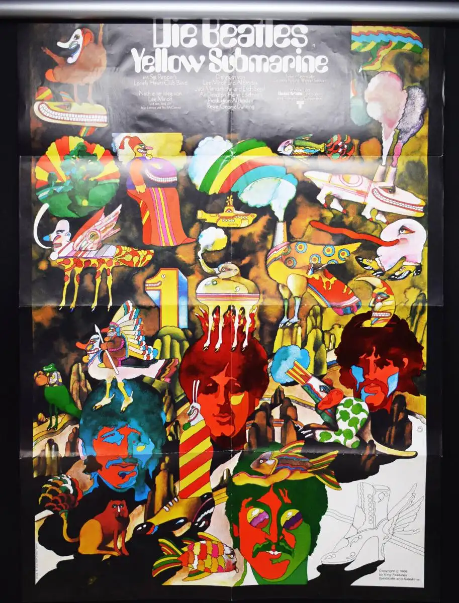 Edelmann, Heinz. Die Beatles in Yellow Submarine 84 X 59 cm PLAKAT + Vinyl LP 1