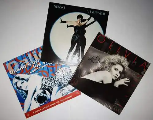 Newton, Helmut. 3 Schallplatten-Cover SIGNIERT Dalida Melissa Manchester Olivia