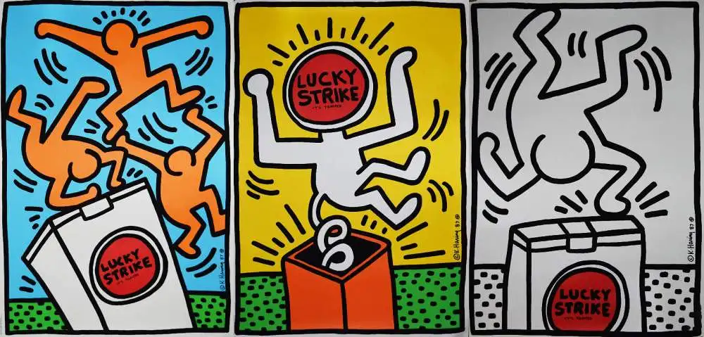 Haring, Keith.  Lucky Strike I-III - 3 PLAKATE ORIG.-SERIGRAPHIEN  70 x 100 cm 0