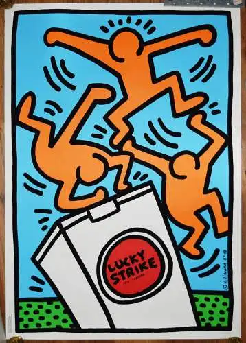 Haring, Keith.  Lucky Strike I-III - 3 PLAKATE ORIG.-SERIGRAPHIEN  70 x 100 cm