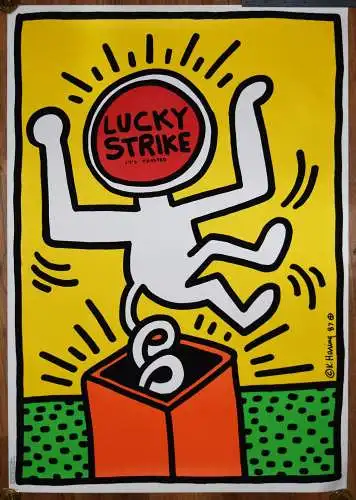 Haring, Keith.  Lucky Strike I-III - 3 PLAKATE ORIG.-SERIGRAPHIEN  70 x 100 cm