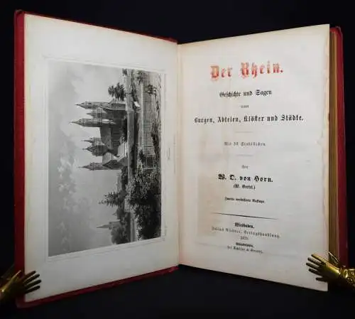 Horn. Der Rhein. Wiesbaden - 1875 - 36 STAHLSTICH-ANSICHTEN - PFALZ SAGEN