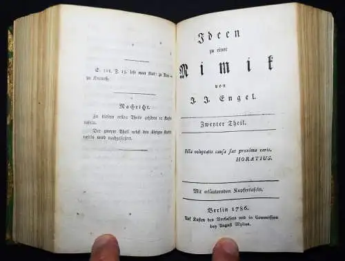 Engel, Ideen zu einer Mimik. 1785-1786 PHYSIOGNOMIE THEATERGESCHICHTE