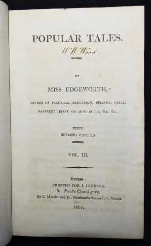Edgeworth, Maria. Popular tales - 1805 - MÄRCHEN