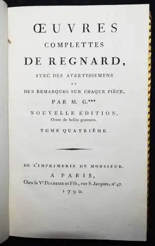 Regnard, Oeuvres complettes - 1790 GESAMTAUSGABE THEATER
