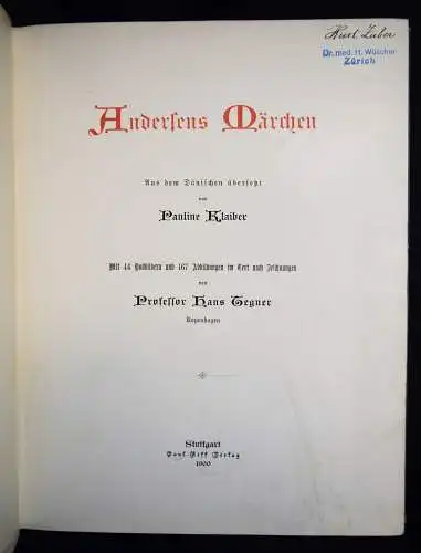 Andersen, Andersens Märchen. Neff 1900 - JUGENDSTIL