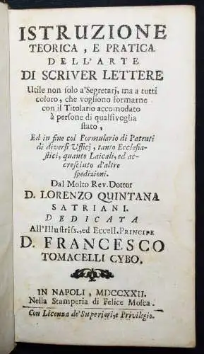 PRACHTVOLLER ITALIENISCHER BAROCK-EINBAND - 1772