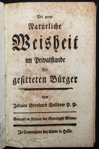 Basedow, Die ganze Natürliche Weisheit im Privatstande der gesitteten 1768