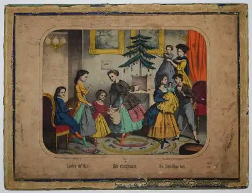 SCHÖNES BIEDERMEIER-PUZZLE ~ 1850 - Der Christbaum. The Christmas-box