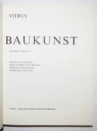 Vitruv - Vitruvius, Zehn Bücher über Architektur - FAKSIMILE ANTIKE