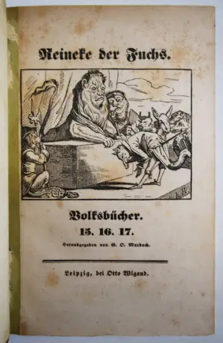 Marbach, Reineke der Fuchs - 1840 FABELN TIERFABELN VOLKSBUCH