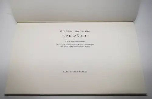 Sebald, „Unerzählt“. Carl Hanser 2003 ERSTE AUSGABE