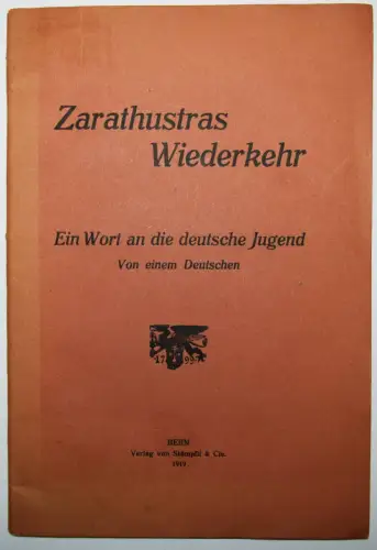 Hesse, Hermann. Zarathustras Wiederkehr - 1919 ERSTE AUSGABE