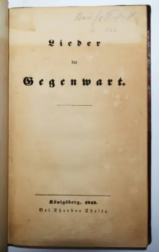 Gottschall, Lieder der Gegenwart 1842 ERSTE AUSGABE ERSTLINGSWERK VORMÄRZ