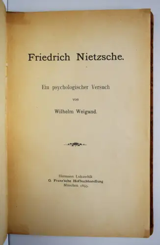 Weigand, Friedrich Nietzsche - 1893