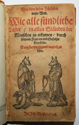 REINEKE FUCHS Bouchet, Von den losen Füchsen dieser Welt 1606 FABELN SATIRE