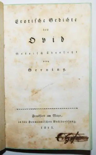 Ovidius Naso, Erotische Gedichte des Ovid - 1815 - OVID EROTICA