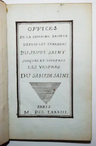 Offices de la Semaine Sainte - 1783 GESANGBUCH-HANDSCHRIFT-MANUSKRIPT