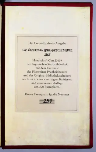 Das Gebetbuch Lorenzos de’ Medici 1485 LUXUS-EXKLUSIV-AUSGABE GOLD-PRUNKEINBAND