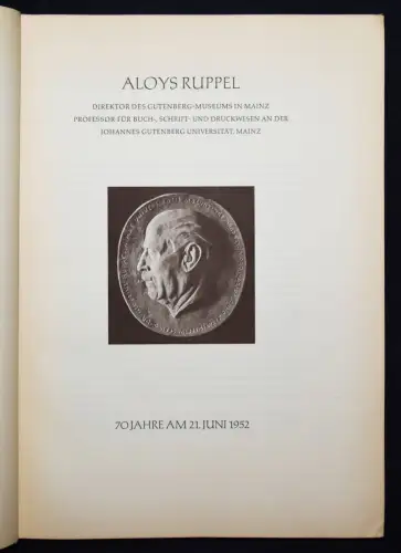 Fünfhundert Jahre Mainzer Buchdruck - Festgabe zum 70. Geburtstag von Aloys Rupp