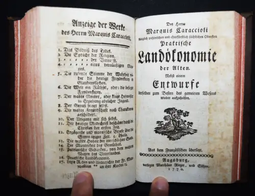 Caraccioli, Praktische Landökonomie der Alten - 1771 ANTIKE AUFKLÄRUNG