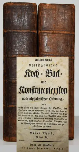 Gaum, Allgemeines vollständiges Koch- Back- und Konfiturenlexikon  SEHR SELTEN