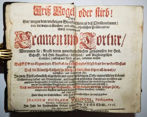 Weislinger, Friß Vogel, oder stirb! - 1726 BAROCK-LITERATUR GEGENREFORMATION